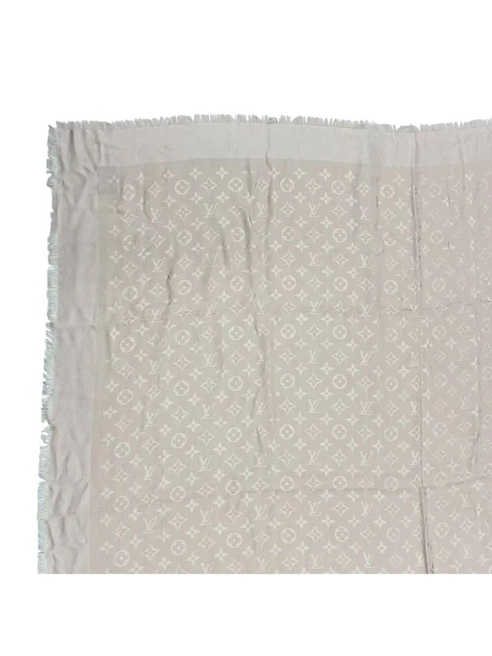 Louis Vuitton Silk Wool Scarf Monogram Beige
